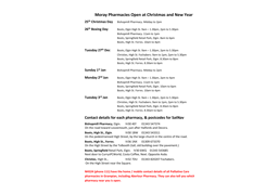 Christmas checklist and opening hours